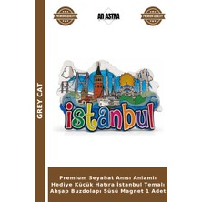 Grey Cat Premium Seyahat Anısı Anlamlı Hediye Küçük Hatıra Istanbul Temalı Ahşap Buzdolapı Süsü Magnet 1 Adet