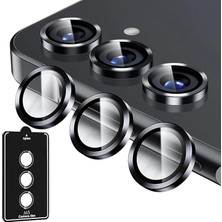 Happy Trend Samsung Galaxy Serisi Kamera Lens Koruyucu - 9h Sertlik | Otomatik Hizalama Aparatlı | Alüminyum Çerçeveli | Çizilmeye ve Düşmeye Karşı Tam Koruma (Siyah, S24 Fe)