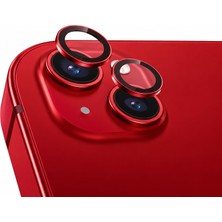 Happy Trend iPhone 13/13 Mini Kamera Lens Koruyucu Temperli Cam Kamera Koruma Darbeye Dayanıklı Yüksek Şeffaflık Kamera Lens Koruyucu Kırmızı