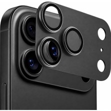 Happy Trend 18 Pro Max ile Uyumlu Titanyum Kaplama Tam Kaplayan Kamera Lens Koruyucu - Siyah