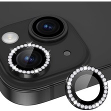 Happy Trend Koruyucu] For 13/13MINI ile Uyumlu Taşlı Kamera Lens Koruyucu Metal Temperli Hd Cam Çizilmeye Dayanıklı Kamera Koruyucu (Taşlı Black, iPhone 13/13MINI)
