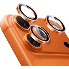 Happy Trend iPhone 17 Pro / 17 Pro Max Ile Uyumlu Cmcov Kamera Lens Koruyucu Kolay Tak Çıkar Ergonomik Ince Tasarım Kırılma ve Çizilme Önleyici Turuncu