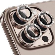Happy Trend Iphone 16 Pro / 16 Pro Max Ile Uyumlu Yüksek Kalite Parlak Elmas Desenli Taşlı Çöl Özel Tasarım Kamera Lens Koruyucu Idb-91