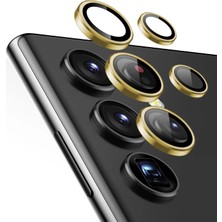 Happy Trend Samsung Galaxy S23 Ultra Tekli Kamera Lens Koruma Camı Gold [galaxy S23 Ultra ile Uyumlu Ekran Koruyucu]