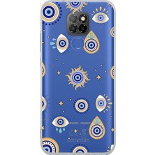 Happy Trend General Mobile Gm 20 ile Uyumlu Nazar Boncuğu 5 Kamera Korumalı Şeffaf Silikon Kılıf