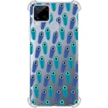 Happy Trend Oppo Realme C15 ile Uyumlu Nazar Boncuğu 4 Baskılı Kamera Korumalı Şeffaf Silikon Kılıf