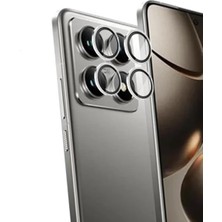 Happy Trend Mi 14T Ile Uyumlu Safir Cam Metal Lens Koruyucu (Kolay Takma Aparatlı) (Gümüş)