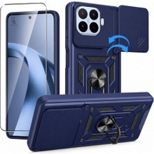 Happy Trend Xiaomi 17T Uyumlu Kamera Sürgülü Tank Kılıf + Temperli Cam Ekran Koruyucu Seti,2 Si 1 Arada Set (Lacivert, Xiaomi 17T)