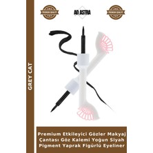 Grey Cat Premium Etkileyici Gözler Makyaj Çantası Göz Kalemi Yoğun Siyah Pigment Yaprak Figürlü Eyeliner