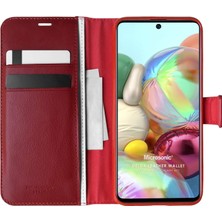 Samsung Galaxy A71 Için Kılıf Delux Leather Wallet Kırmızı [galaxy A71 ile Uyumlu Kılıf - Kırmızı]