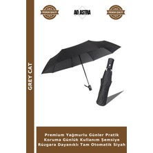 Grey Cat Premium Yağmurlu Günler Pratik Koruma Günlük Kullanım Şemsiye Rüzgara Dayanıklı Tam Otomatik Siyah