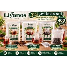 Liyanos 3’lü Çay Filtresi Seti 400 Adet – Bardak, Demlik ve Cafe Tipi, 65X130 mm + 90X220 mm + 150X220 mm