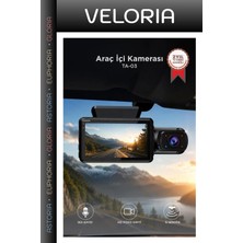 Veloria Delux Serisi Teknoloji Akşam Ikili Sistem Araç Içi Kamera Gece Görüşlü 1296P TA03 Siyah