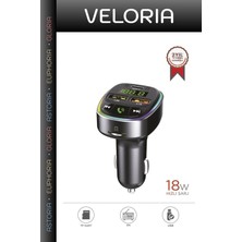 Veloria Özel Seri Araç Içi Ses Aktarıcı Uzun Yol Transmitter USB Tf Kart Mikrofon G17 Siyah 18W