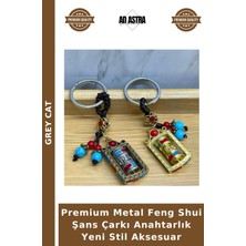 Grey Cat Premium Metal Feng Shui Şans Çarkı Anahtarlık Yeni Stil Aksesuar