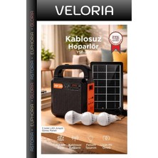 Veloria Premium Seyahat Aleti Eğlence Aracı Kamp Hoparlörü Güneş Enerjili Fenerli YSF200 Siyah