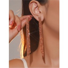 Mupte Jewelry 4 Sıra Zirkon Taşlı Özel Tasarım Kırmızı Abiye Kadın Küpe