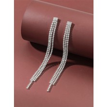 Mupte Jewelry Kadın 3 Sıra Su Yolu Sallantılı Gümüş Abiye Küpe
