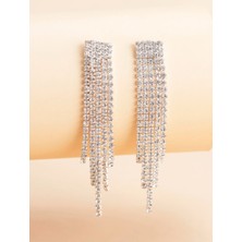 Mupte Jewelry 5 Sıra Zirkon Taşlı Su Yolu Motifli Sallantılı Abiye Küpe