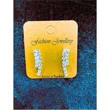 Mupte Jewelry Abiye Küpe Su Yolu 2li Kristal Taşlı Sallantı Küpe, Zirkon Taşlı Küpe, Su Yolu Küpe