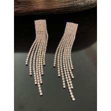 Mupte Jewelry Kare Model Suyolu Zirkon Taşlı Küpe - Işıl Işıl Abiye Küpe