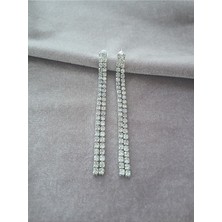 Mupte Jewelry - Kadın Çift Sıra Zirkon Taşlı Su Yolu Küpe