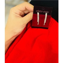 Mupte Jewelry Abiye Su Yolu 2 I Kristal Taşlı Sallantı Zirkon Taşlı Küpe