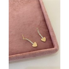 Mupte Jewelry Kalp Detaylı Su Yolu Küpe