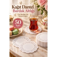 Tasarım Evi 50 Adet Kağıt Dantel Bardak Altlığı Çay Bardağı Altı Sunum Kağıdı
