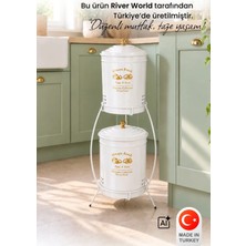 River World Metal 2'li Rengi Beyaz Kapaklı Gold Kulplu Soğan, Patates ve Sebzelik Kova
