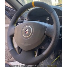 Stilix Garage Renault Clio 2 Araca Özel Direksiyon Kılıfı (Noktalı Nubuk Yüzüklü)