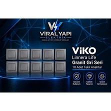 Viral Yapı Viko Linnera Life Granit Gri Tekli Anahtar 10 Adet Çerçeve Dahil