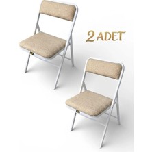 Hey Modüler Mobilya Hey Katlanır Kamp Sandalyesi Piknik Sandalyesi Beyaz Kahve 2'li