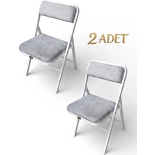 Hey Modüler Mobilya Hey Katlanır Kamp Sandalyesi Piknik Sandalyesi Beyaz Açık Gri 2'li