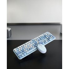 Elivora Kablosuz Retro Klavye ve Mouse Seti 104 Tuşlu Sessiz Yazım