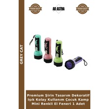 Grey Cat Premium Şirin Tasarım Dekoratif Işık Kolay Kullanım Çocuk Kamp Mini Renkli El Feneri 1 Adet