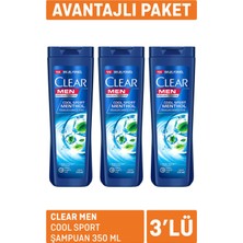 3 Adet Clear Men Cool Sport Şampuan 3 x 350ML