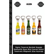 Grey Cat Ilginç Tasarım Bardak Kapağı Hediyelik Eşya Mini Içecek Şişesi Tasarımlı Magnetli Şişe Açacağı