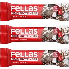 5 Adet Fellas kakaolu ve Hindistan Cevizli Yüksek Protein Bar