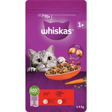 4 Adet Whiskas Kedi Maması Sığırlı 1+Yaş 1.4 kg