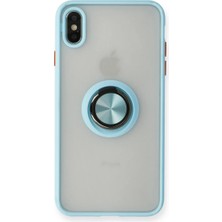 Elivora Apple iPhone Xs Max Kılıf Montreal Yüzüklü Silikon Kapak - Buz Mavi