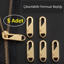 Milas Toptan Fermuar Sürgüsü Başlığı Yedeği - Altın Renk 5 Adet
