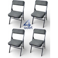 Hey Modüler Mobilya Hey Katlanır Gri Keten Kamp Sandalyesi Piknik Sandalyesi 4'lü