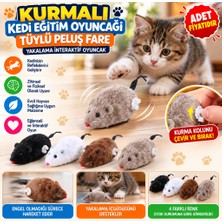 Marka Kolik Kurmalı Kedi Eğitim Oyuncağı Tüylü Peluş Fare Yakalama Interaktif Sevimli Eğlenceli Oyuncak (Adet Fiyatıdır)