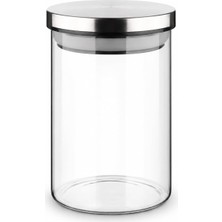 Deconox 1 Adet 700 ml Vakumlu Metal Kapaklı Borosilikat Cam Kavanoz, Kahve, Çay, Şeker, Baharat, Bakliyat, Makarna, Kuruyemiş ve Kuru Gıda Saklama Kabı, Şeffaf Mutfak Düzenleyici, 8,5 x 15 cm