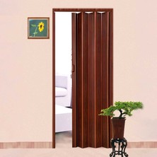 Enlis Pvc Katlanır Akordiyon Kapı Meşe Ahşap 85X203CM Eşiksiz Oda Bölme Mutfak Kiler Kapısı