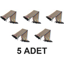 Devremarkt 5 Adet 20CM 40 Pin Dişi Dişi Dupont Kablo 200MM Ayrılabilir 2.54MM 10 Renk Breadboard Atlama Kablosu Jumper Test Prototip Deneme Devre Bağlantı Tel