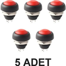 Devremarkt 5 Adet 12MM PBS-33B Push Buton Kırmızı PBS33 Mini Yuvarlak Buton Basmalı Buton Push Button Switch Panel Butonu