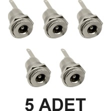 Devremarkt 5 Adet 2.1mm Dc Güç Soketi Metal 5.5x2.1mm Panel Tip Dc Soket Power Soket Adaptör Girişi DC099