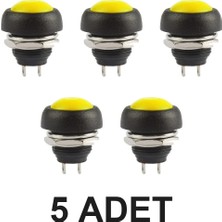 Devremarkt 5 Adet 12MM PBS-33B Push Buton Sarı PBS33 Mini Yuvarlak Buton Basmalı Buton Push Button Switch Panel Butonu